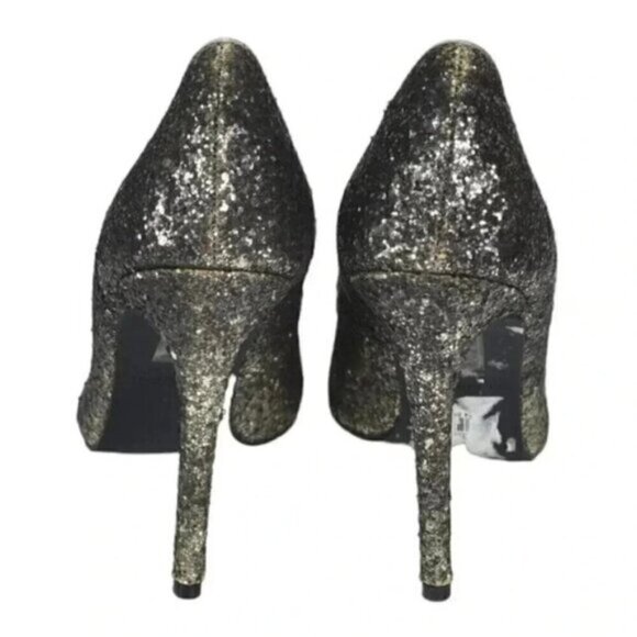 Le Chateau Gold Sequin Heels Sparkly Closed Toe Size 7 - Picture 7 of 12